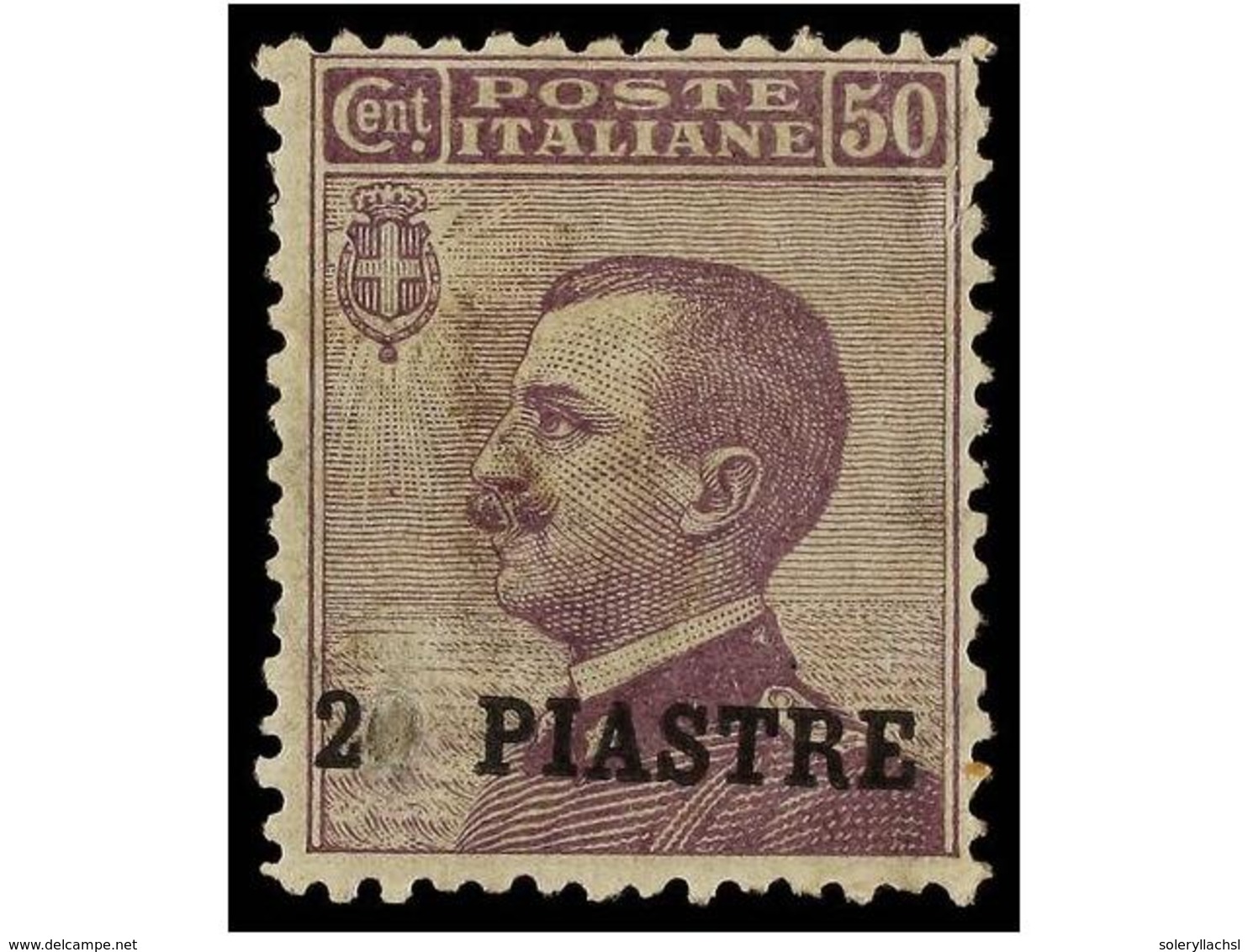 3816 * LEVANTE: CORREO ITALIANO. Sa.12l. 1909. <B>2 Piastre S. 50 Cts.</B> <B>'0'</B> Rascado. Leve Pliegue En Una Esqui - Sonstige & Ohne Zuordnung