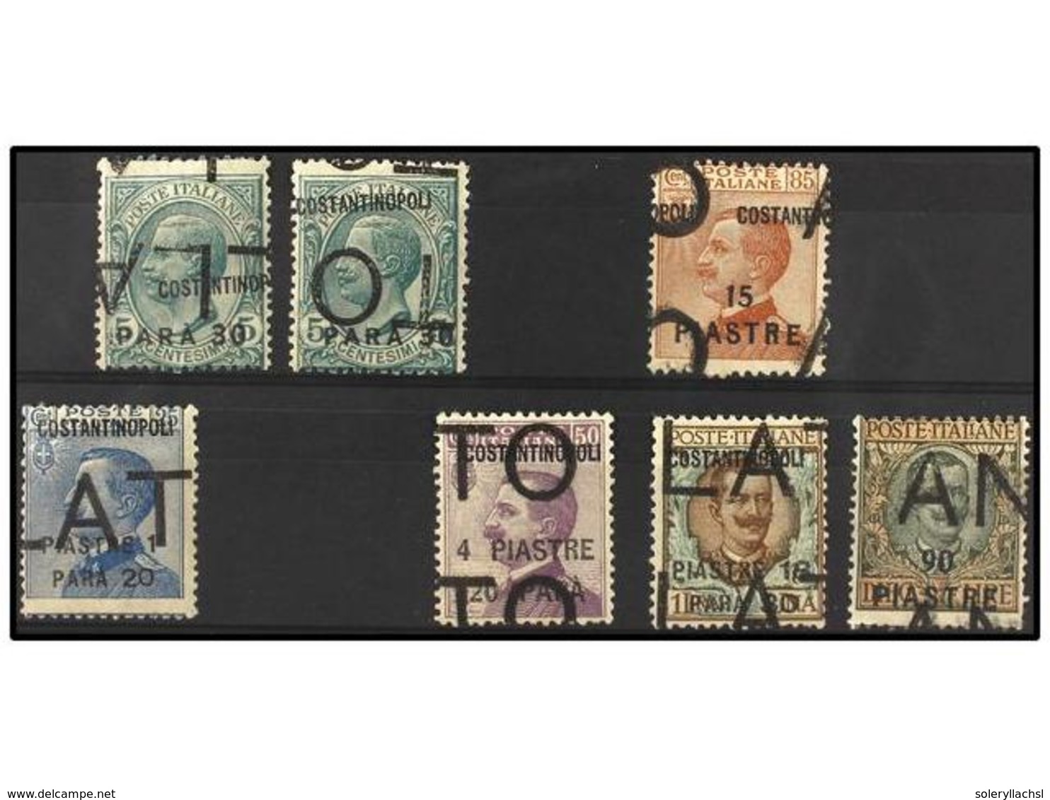 3822 * LEVANTE: CORREO ITALIANO. Sa.76(2), 77, 79, 81, 82, 84. 1923. <B>30 Pa. </B>(2), <B>1,20 Pi, 4 Pi., 15 Pi., 18 Pi - Sonstige & Ohne Zuordnung