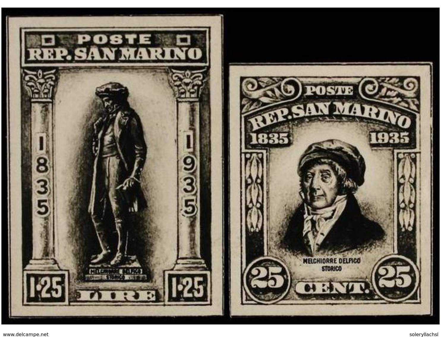 3859 SAN MARINO. 1935. <B>25 Cent.</B> Y <B>1,25 Liras</B> <B>PRUEBAS FOTOGRÁFICAS</B> De época Procedentes De Los Archi - Other & Unclassified