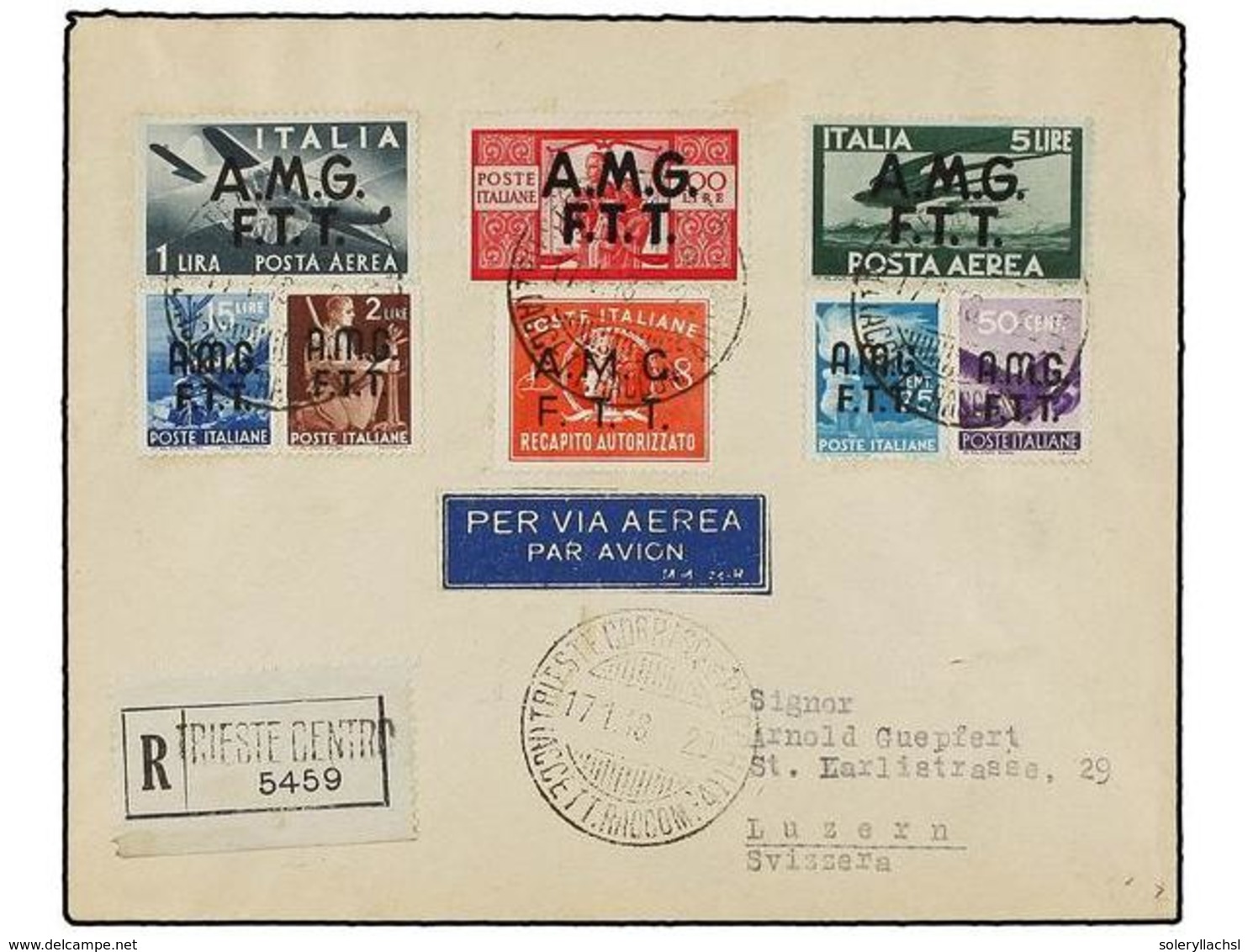 3887 TRIESTE. 1948. TRIESTE A SUIZA. Precioso Franqueo, Circulada Por Correo Aéreo, Al Dorso Llegada. - Other & Unclassified