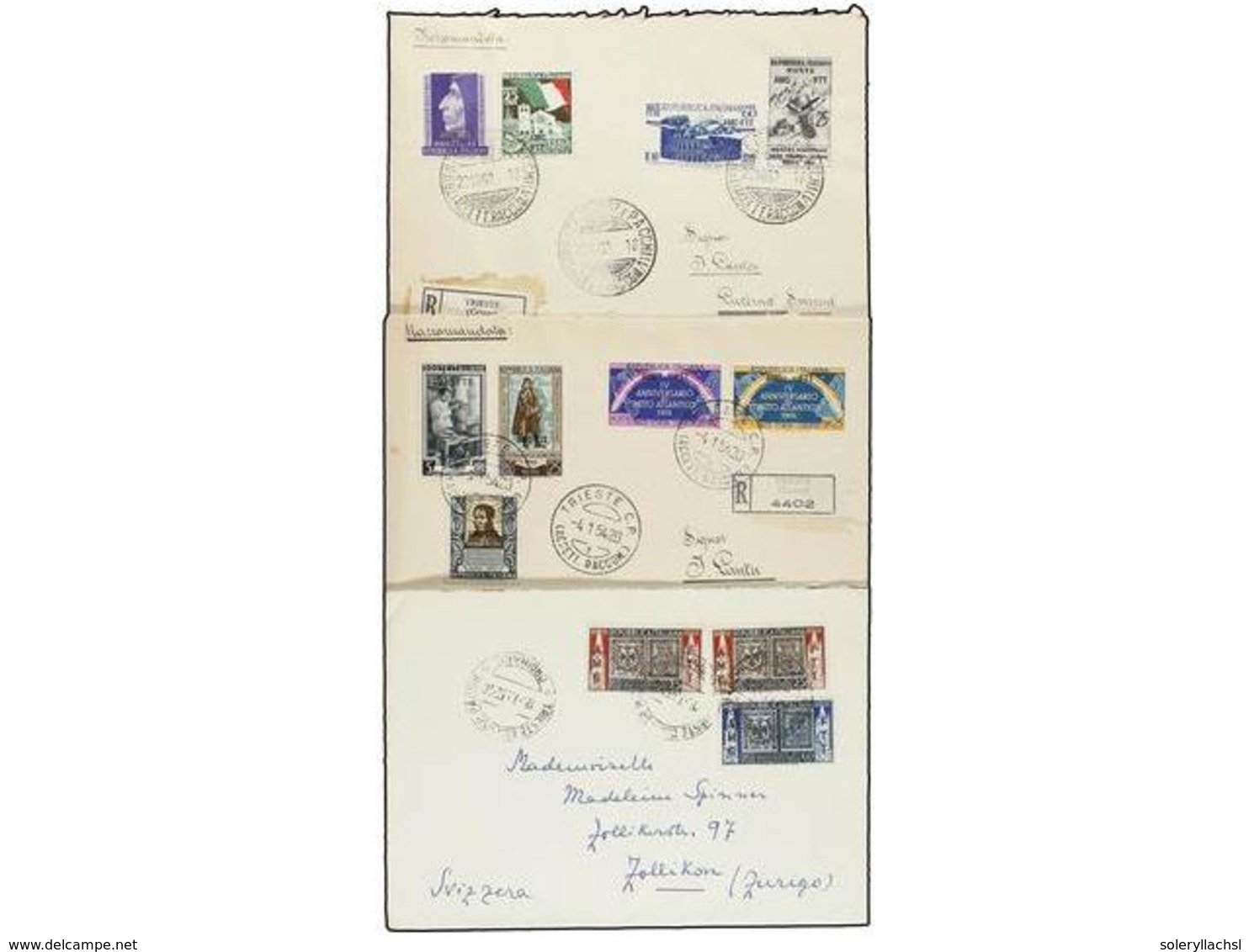 3890 TRIESTE. 1952-54. Conjunto De Tres Cartas Con Diversos Franqueos. - Other & Unclassified