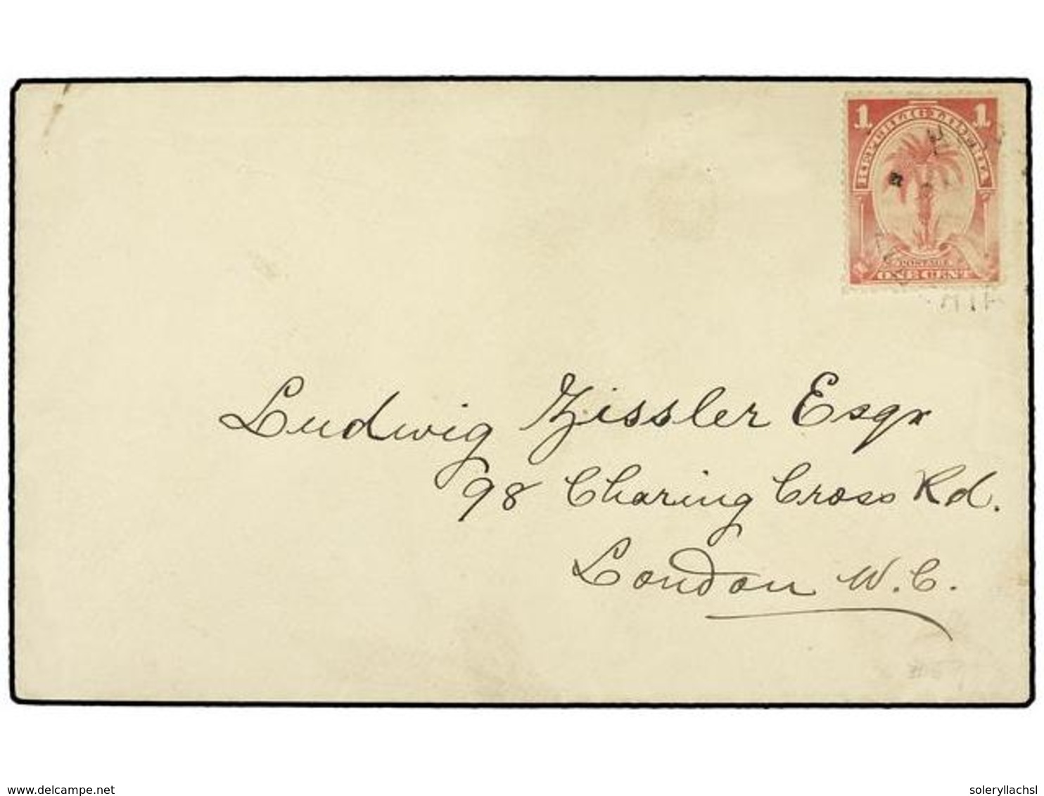 3962 LIBERIA. (1900 CA.). <B>1 Ctvo.</B> Rose Tied By <B>HARPER</B> Datestamp, Adressed To LONDON. Scarce Printed Matter - Other & Unclassified