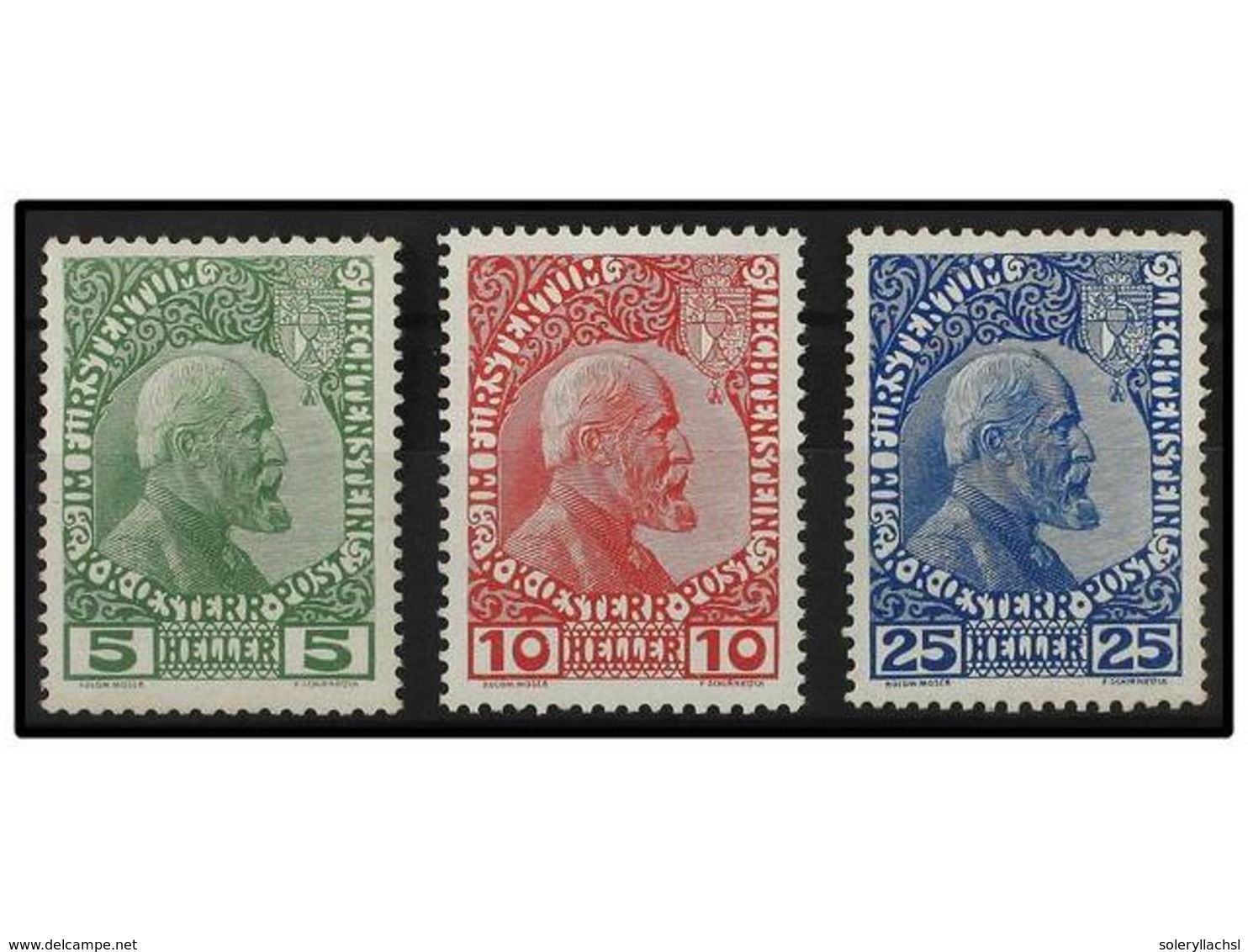 3974 ** LIECHTENSTEIN. Mi.1/3x. 1912. Complete Set, Never Hinged. (Yvert 800?). - Other & Unclassified