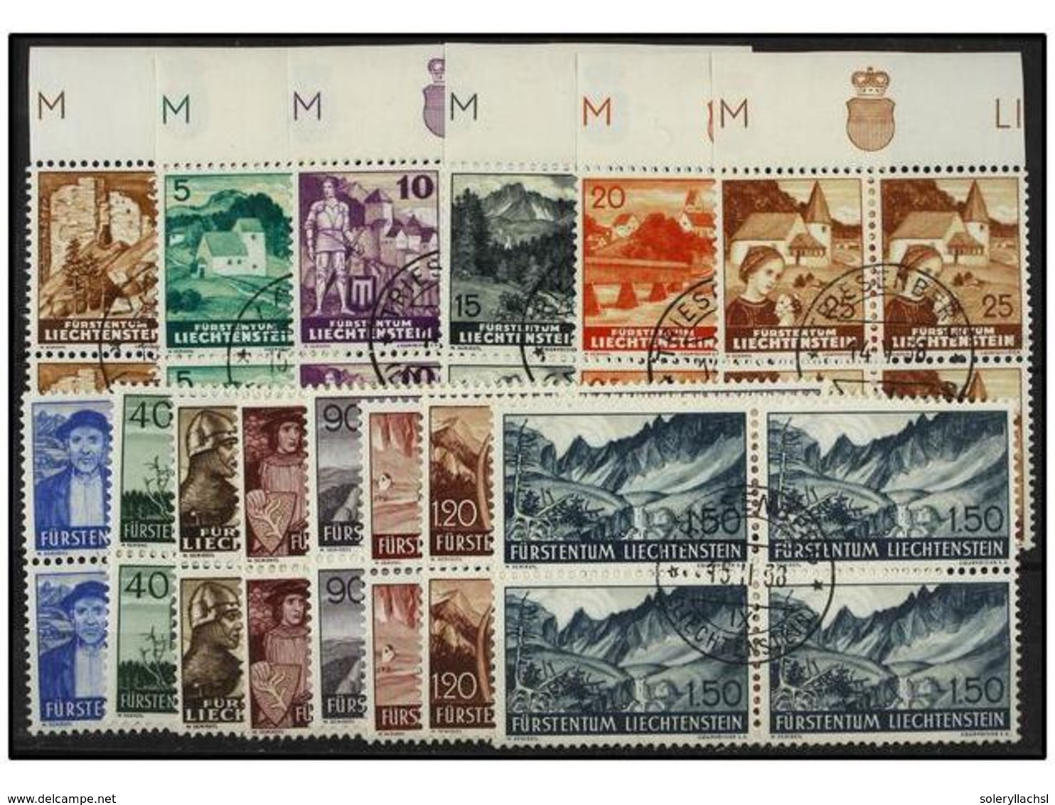 4029 ° LIECHTENSTEIN. Mi.156/69 (4). 1937. Complete Set. Block Of Four, Fine In Used. Michel.400?. - Sonstige & Ohne Zuordnung