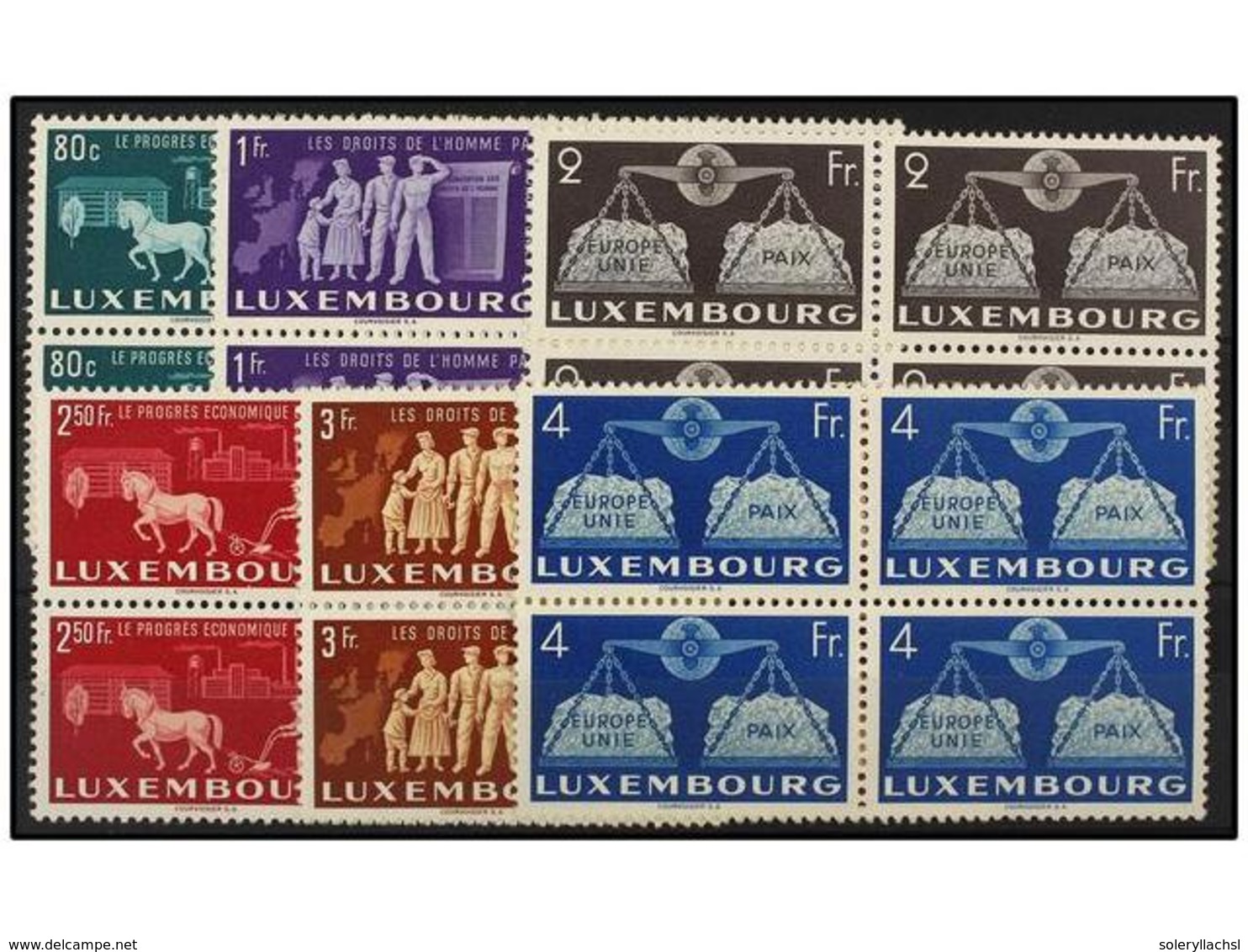 4058 ** LUXEMBURGO. Yv.443/48. 1951. Block Of Four, Never Hinged. Yvert.800?. - Sonstige & Ohne Zuordnung