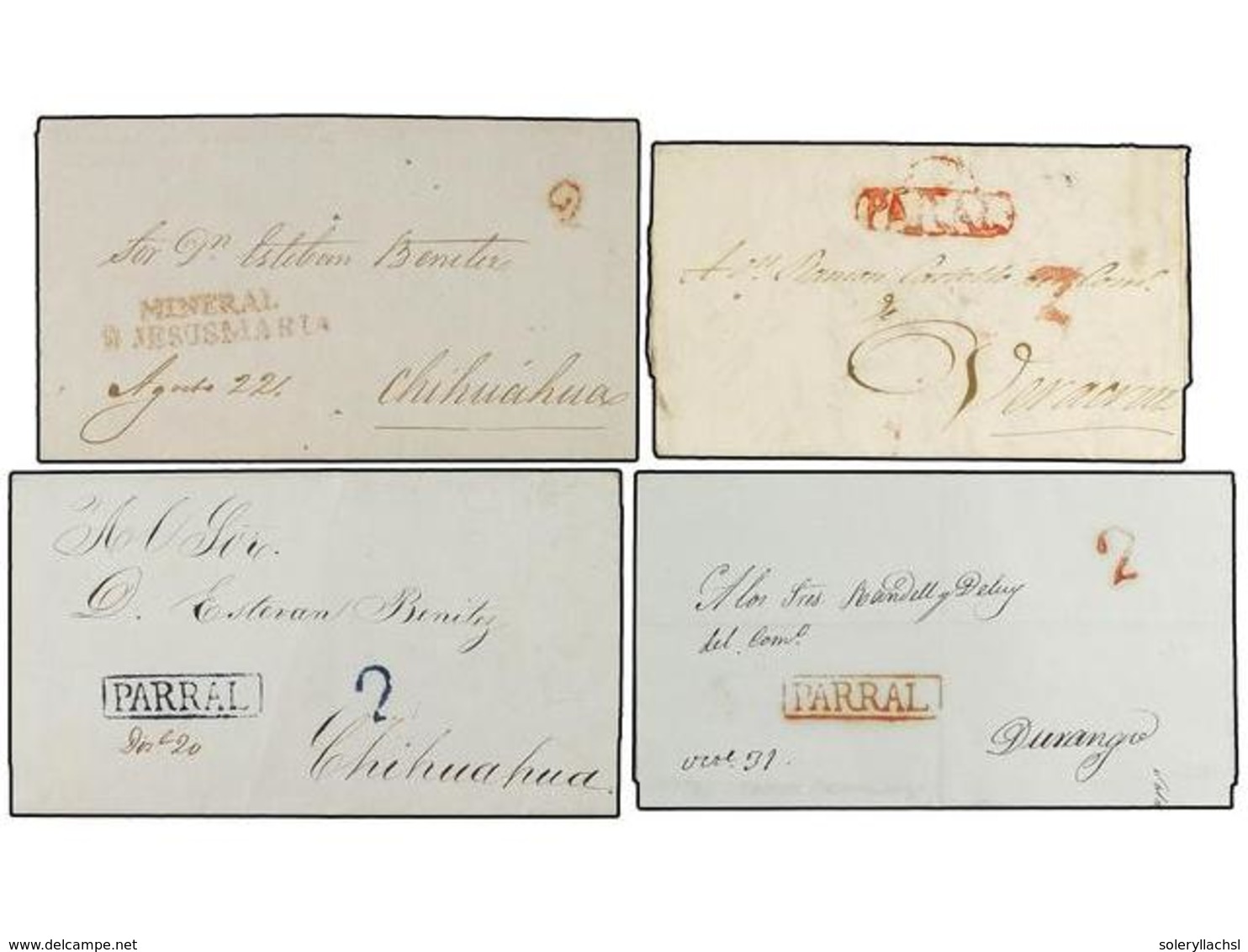 4082 MEXICO. 1823-52. <B>CHIHUAHUA. </B>Diecisiete Cartas De CHIUAHUA, CONCHOS, CORONADO, COSIGURIACHI, GUADALUPE Y CALV - Sonstige & Ohne Zuordnung