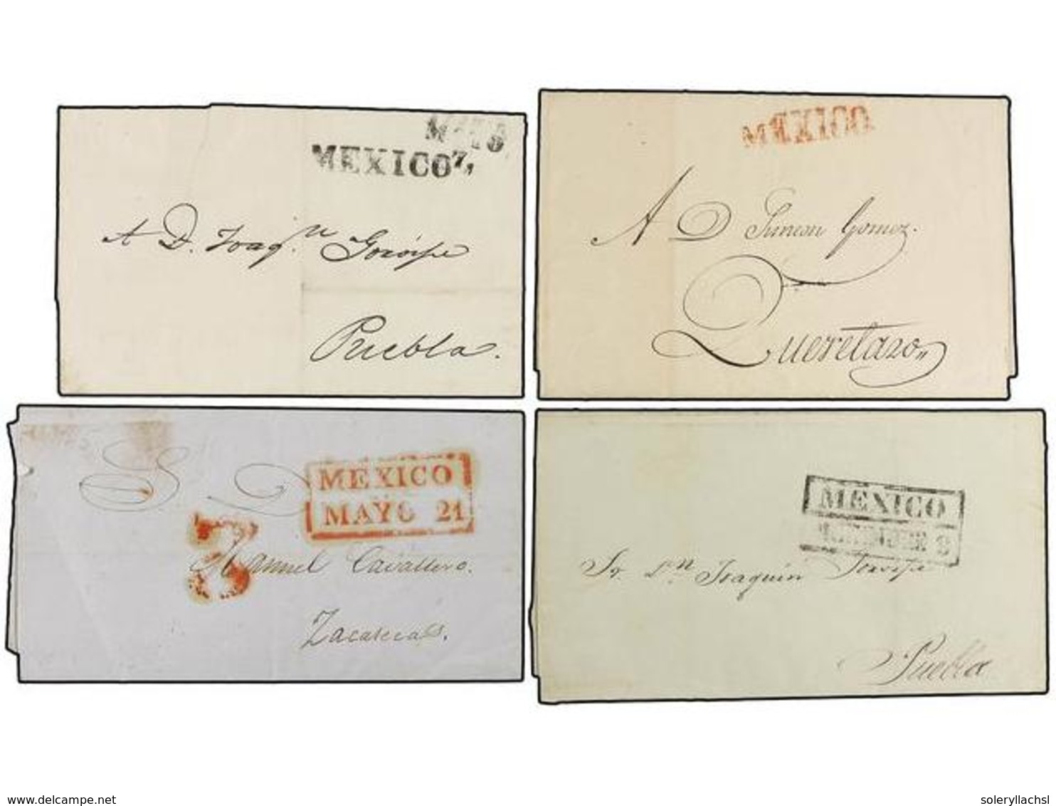 4085 MEXICO. 1827-50. <B>MÉXICO.</B> Ocho Cartas Con Marcas Diferentes. - Other & Unclassified