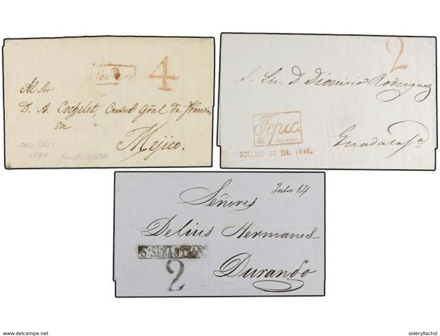 4086 MEXICO. 1829-46. <B>GUADALAJARA. </B>Seis Cartas De SAN BLAS, SAN SEBASTIAN, TEPIC (2), HOSTOTIPAQUILLO, ZAPOTLAN. - Other & Unclassified