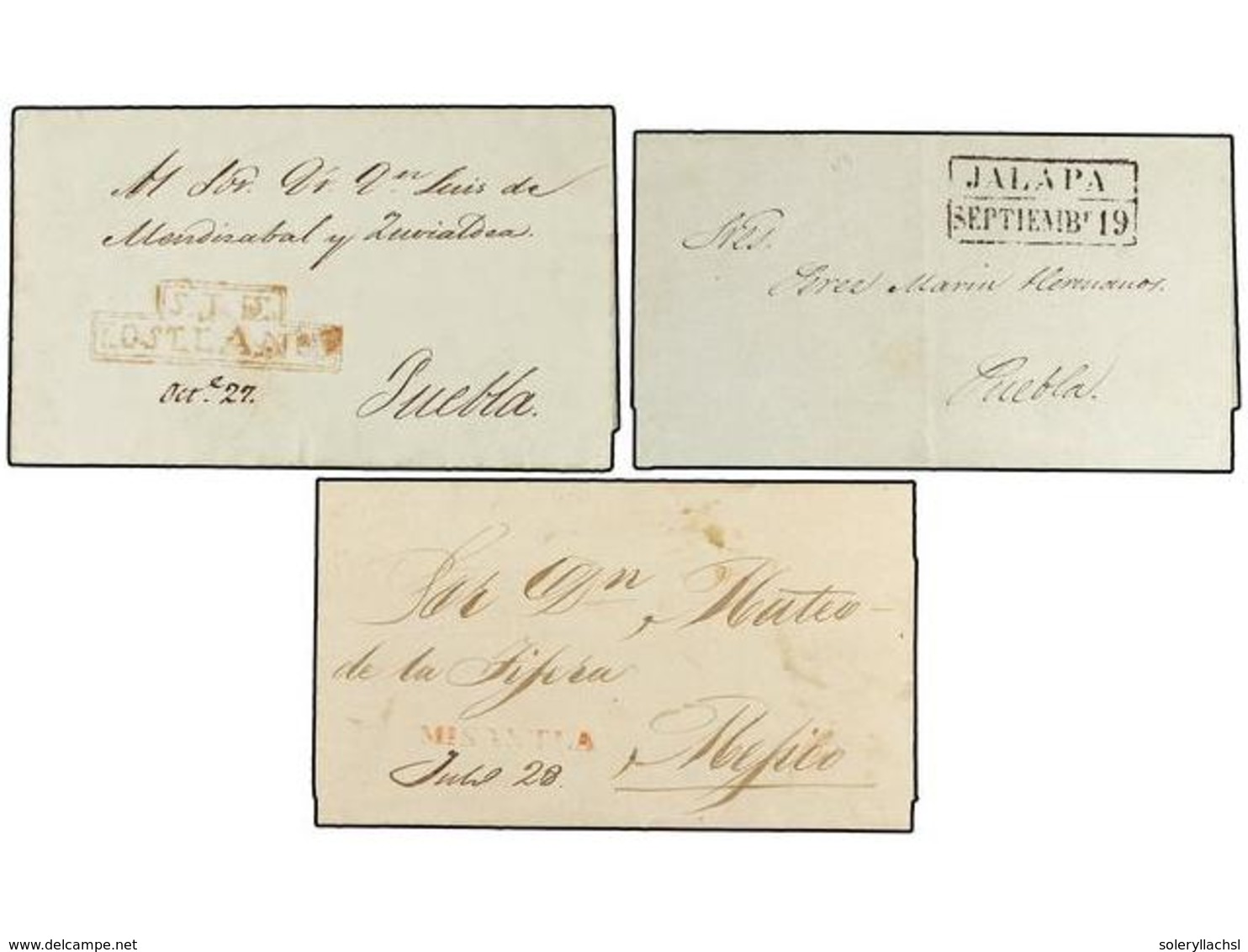 4089 MEXICO. 1830-47. <B>JALAPA.</B> Cinco Cartas De JALAPA (3), MISANTLA, S. JUAN DE LOS LLANOS. - Other & Unclassified