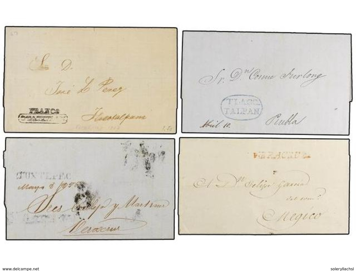 4090 MEXICO. 1830-67. <B>VERACRUZ.</B> Diez Cartas De OTATITLAN, TLACOTALPAN, TUXTEPEC, VERACRUZ (7). - Other & Unclassified