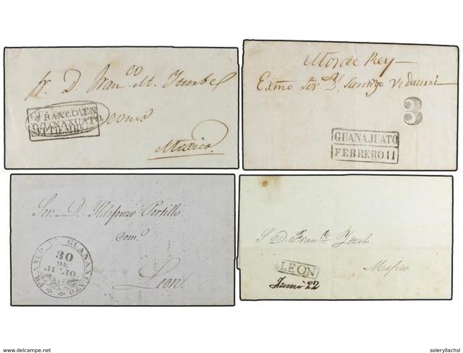 4093 MEXICO. 1831-1855. <B>GUANAJUATO. </B>Nueve Cartas De GUANAJUATO (3), LEON (2), PIEDRA GORDA, SILAO, YRAPUATO (2). - Other & Unclassified