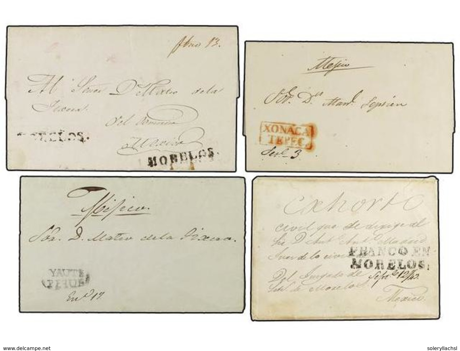 4100 MEXICO. 1841-46. <B>CHALCO.</B> Cuatro Cartas De MORELOS (2), XONACA, XAUTEPEQUE. - Sonstige & Ohne Zuordnung