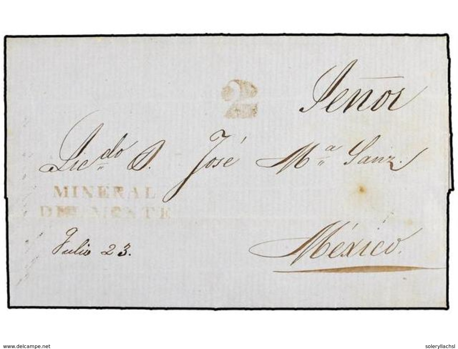 4110 MEXICO. 1856. <B>PACHUCA.</B> Carta Con La Marca<B> MINERAL/DEL MONTE. </B> - Sonstige & Ohne Zuordnung