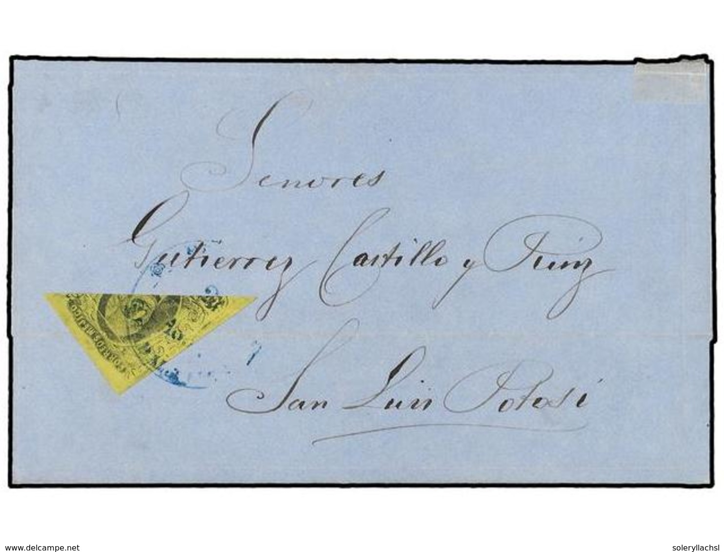 4120 MEXICO. Sc.9a. 1861 (Jun 2). (Guadalajara). Cover To SAN LUIS POTOSÍ At 2 Real Rate Franked By Diagonally Bisected  - Sonstige & Ohne Zuordnung