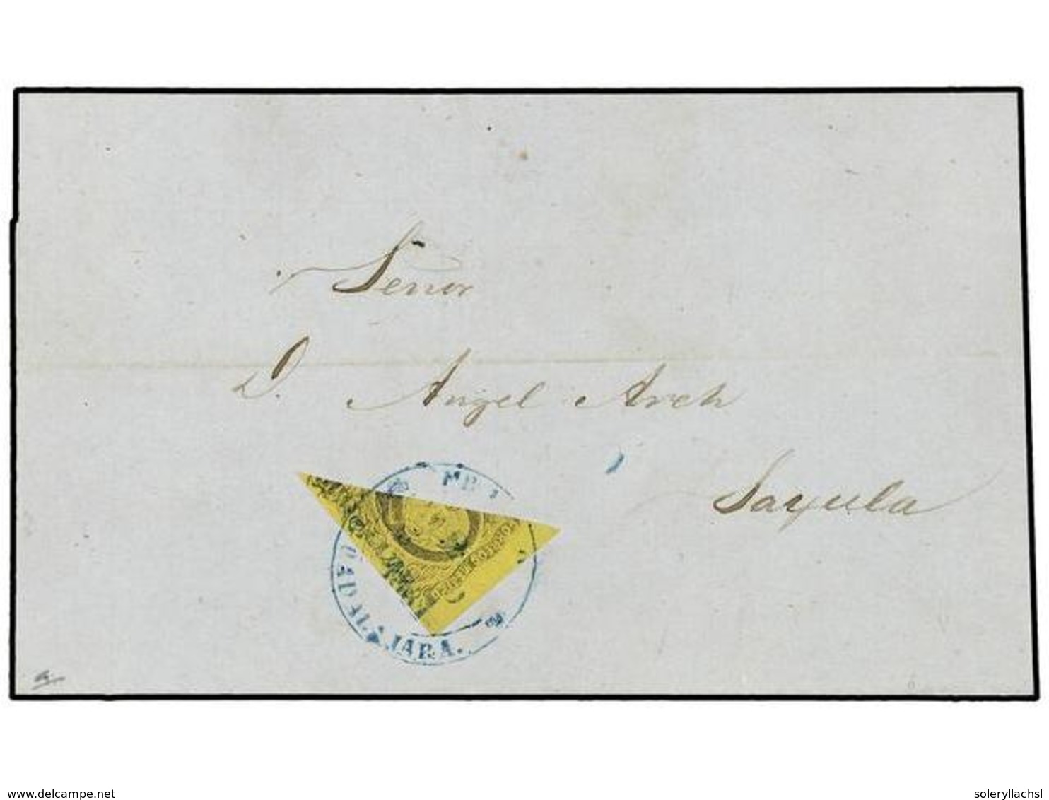 4122 MEXICO. Sc.9a. 1861 (Jun 1). (Guadalajara). Cover To SAYULA Franked At 2 Real Rate Bearing Diagonally Bisected 1861 - Other & Unclassified
