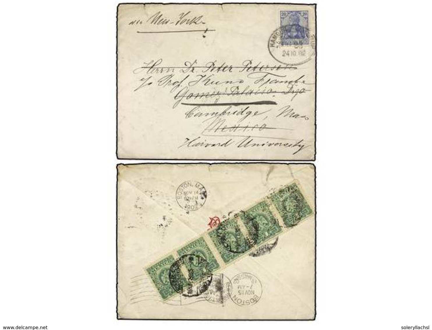 4170 MEXICO. Sc.294 (5). 1902. ALEMANIA A MÉXICO. Circulada Con Sello Alemán De <B>20 Pf.</B> Azul Reexpedida A USA Con  - Sonstige & Ohne Zuordnung