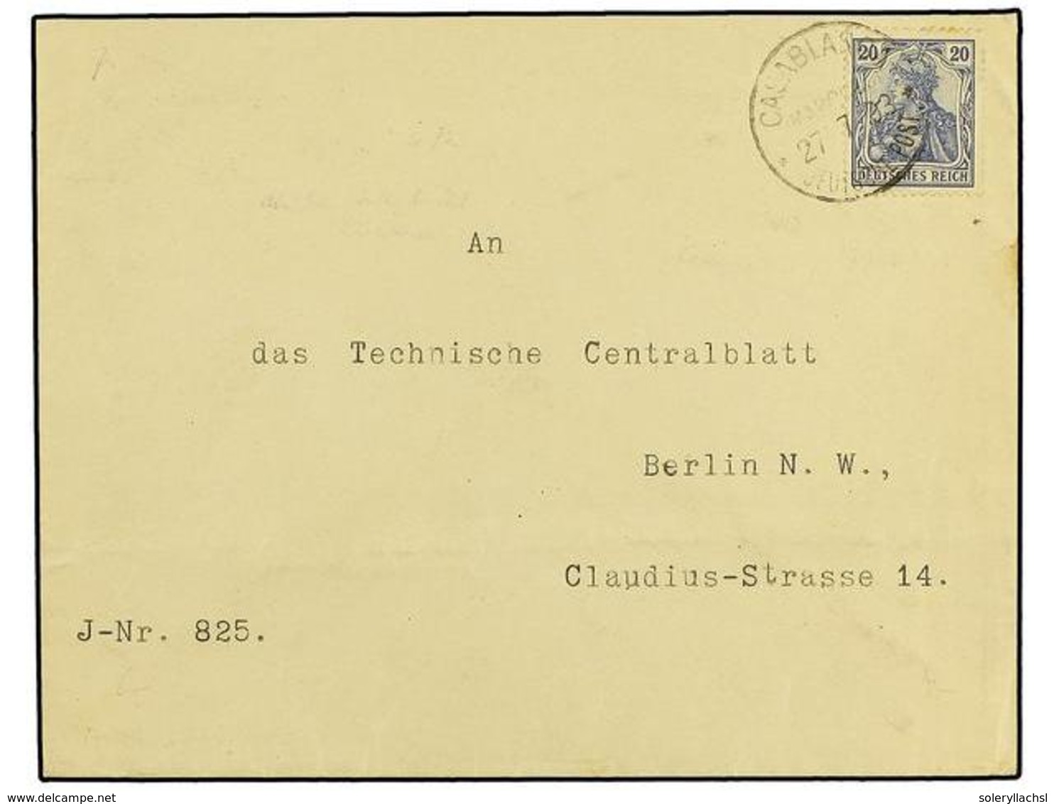 4193 MARRUECOS ALEMAN. 1903 (July 27). <B>CASABLANCA. </B>Cover From German Consulate To BERLIN Franked By Germania <B>2 - Sonstige & Ohne Zuordnung