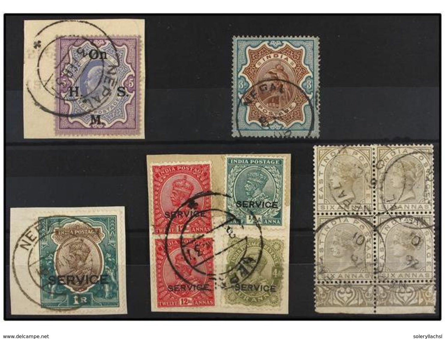 4254 NEPAL. 1910-30. 5 Fragments With Indian Stamps Used In NEPAL. - Other & Unclassified