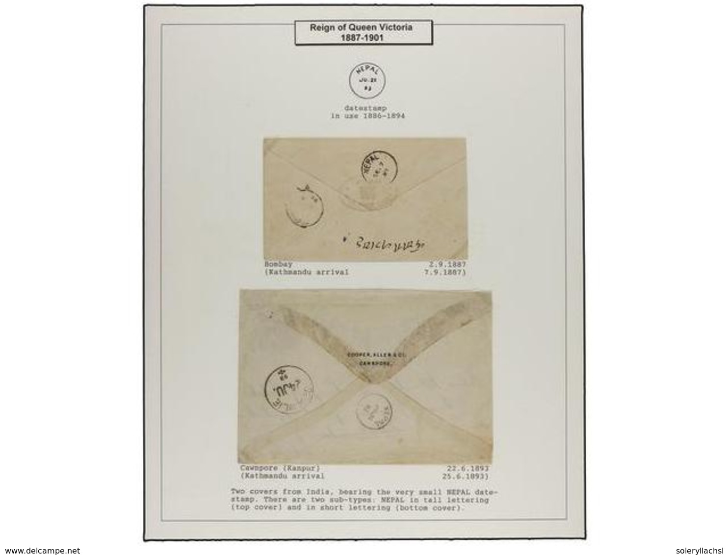 4265 NEPAL. 1887-93. TWO Covers From India, Bearing Two Subtypes Of Small <B>NEPAL</B> Datestamp. - Sonstige & Ohne Zuordnung