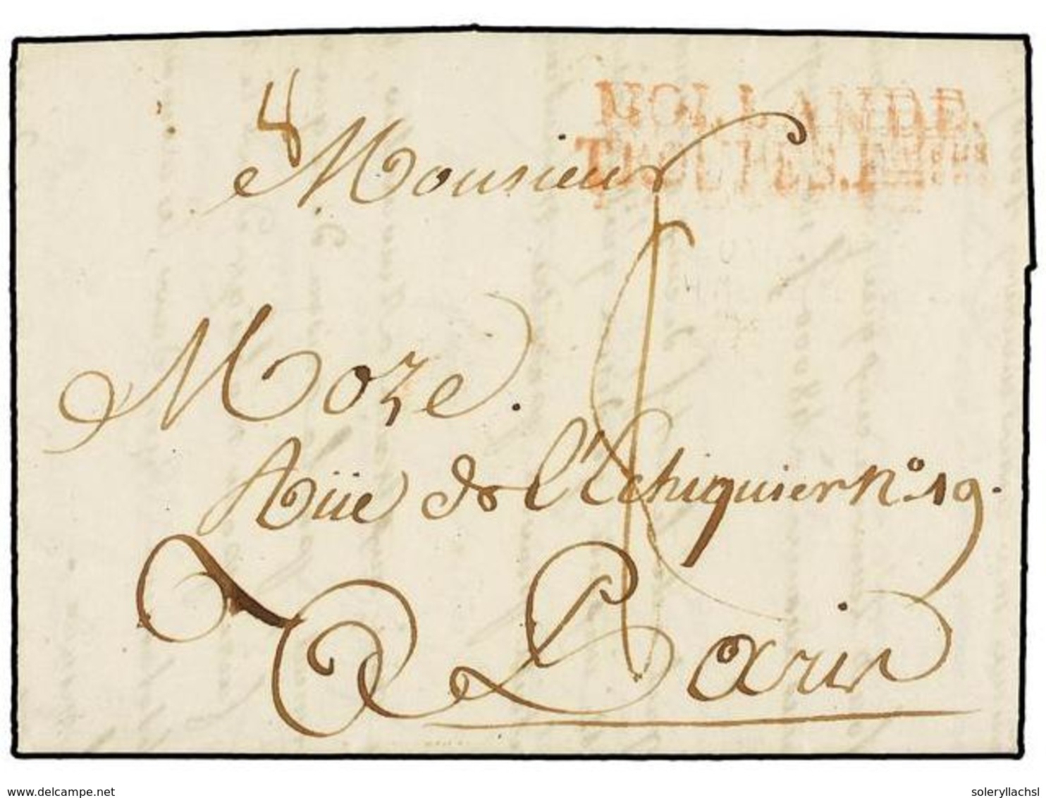 4331 HOLANDA. 1804. UTRECHT To FRANCE. Entire Letter With Red <B>HOLLANDE/TROUPES FAISES</B> Mark. - Sonstige & Ohne Zuordnung