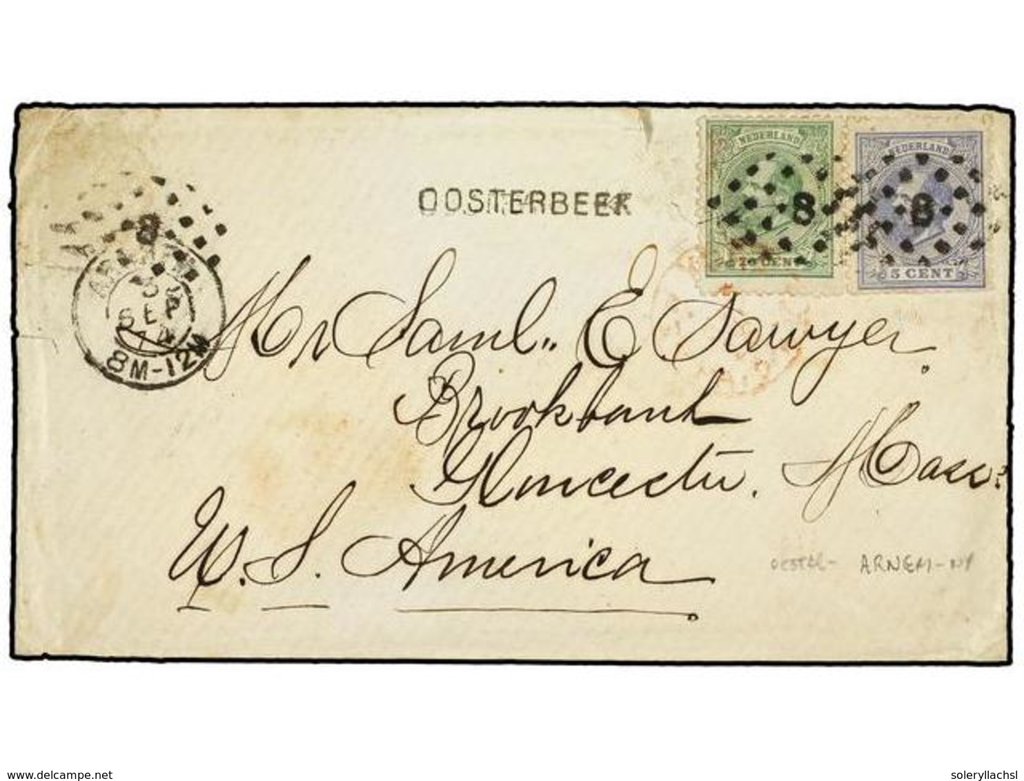 4342 HOLANDA. 1874. Cover Franked With <B>5 C.</B> Blue And <B>20 C.</B> Green (Sc 23, 28), Prepaying The 25 Dutch Cents - Other & Unclassified