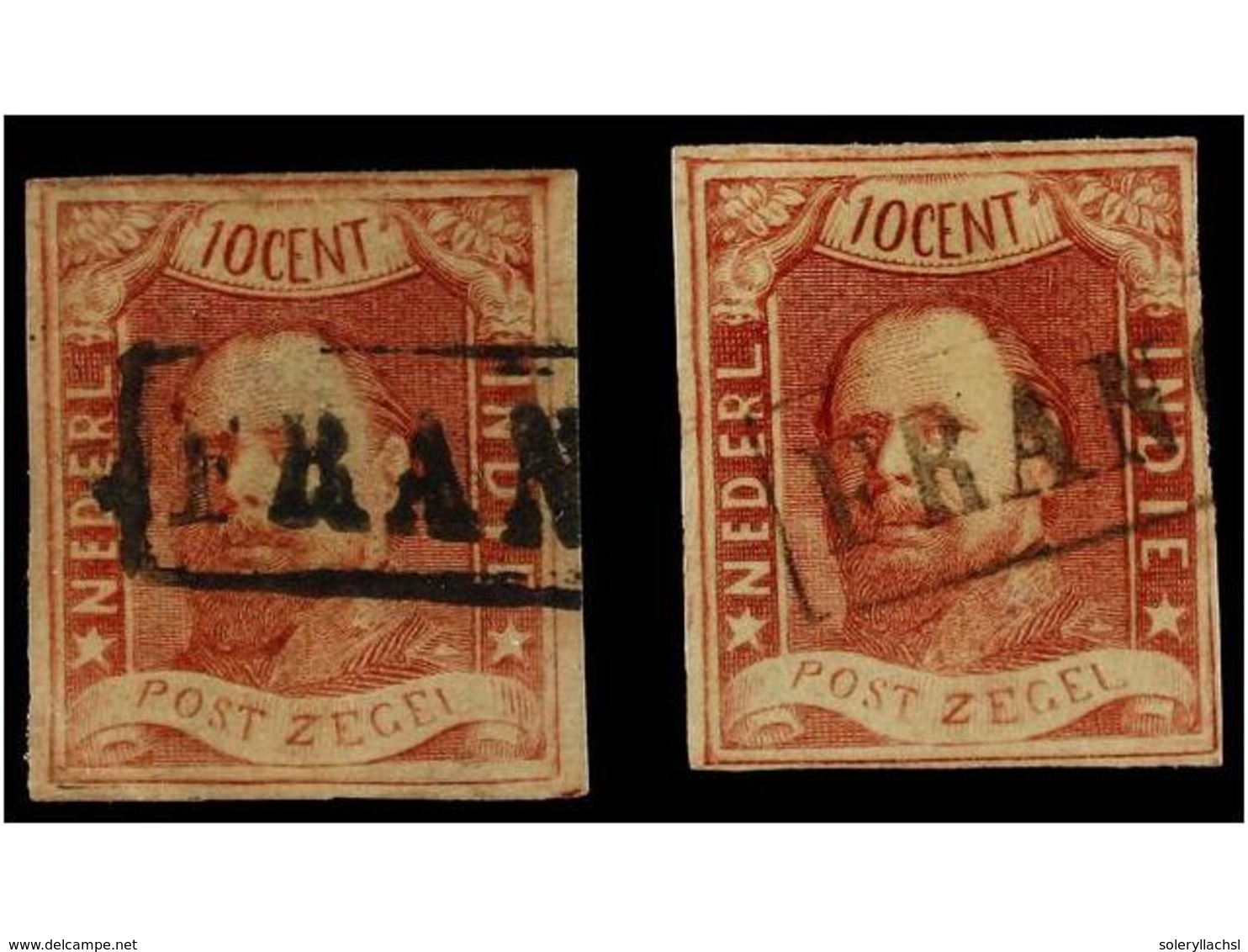 4362 ° INDIA HOLANDESA. Mi.1 (2). 1864. <B>10 Cts.</B> Red. 2 Stamps, Fine. Michel.260?. - Sonstige & Ohne Zuordnung