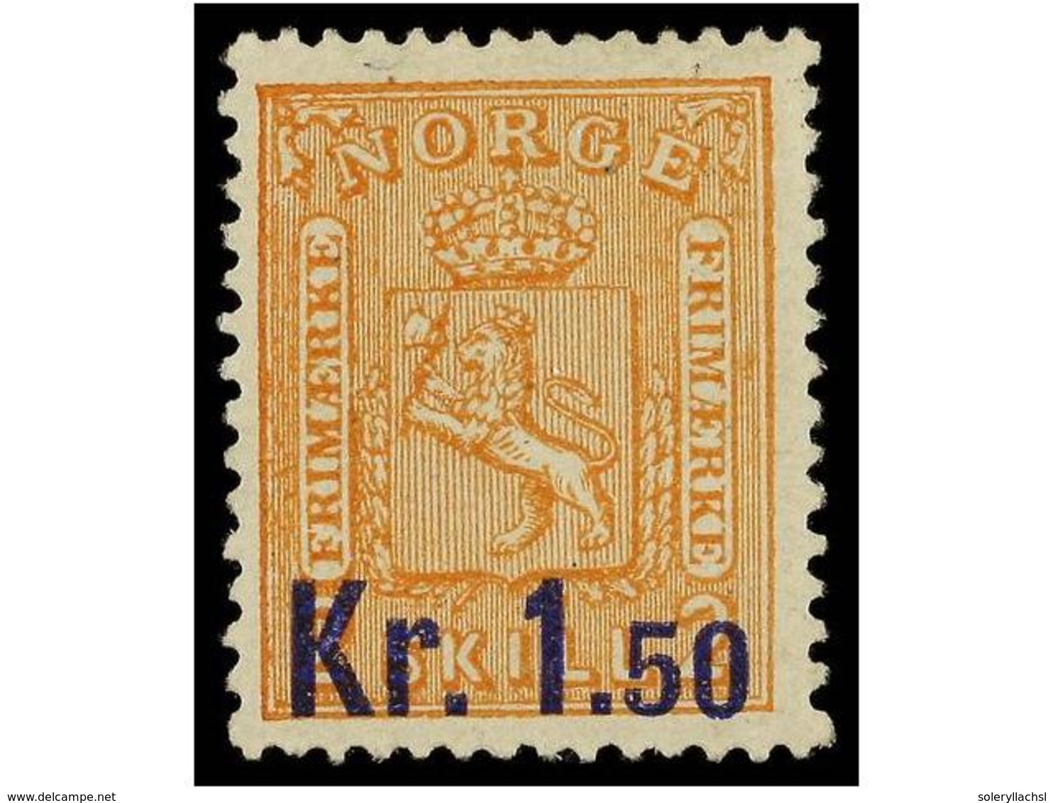 4411 * NORUEGA. Mi.63. 1905. <B>1,50 Kr. On 2 Sk.</B> Orange. <B>DEEP BLUE</B> Surcharge. (Facit 88b 1.200 Skr.). - Other & Unclassified