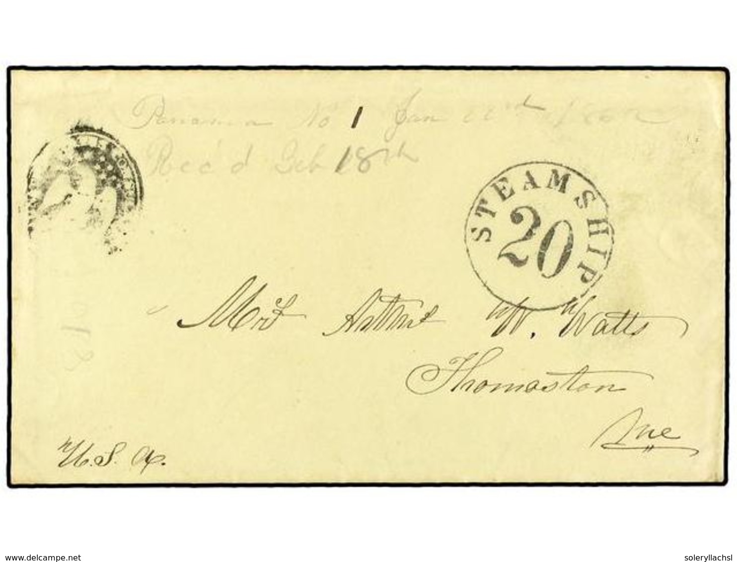 4449 PANAMA. 1862. PANAMA A U.S.A. Marca En Negativo Del Consulado US. En Panamá, Estampación Poco Clara, Tasada A La Ll - Other & Unclassified