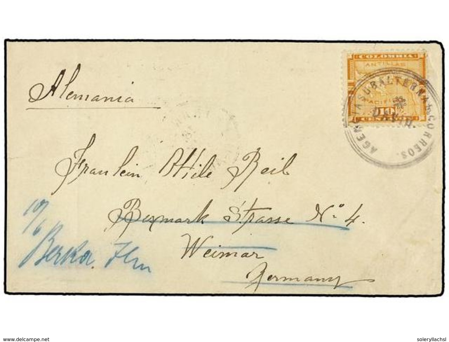 4474 PANAMA. Sc.18. 1899. DAVID A ALEMANIA. <B>10 Cts.</B> Naranja, Mat. <B>AGENCIA SUBALTERNA DE CORREOS/DAVID,</B> Al  - Sonstige & Ohne Zuordnung