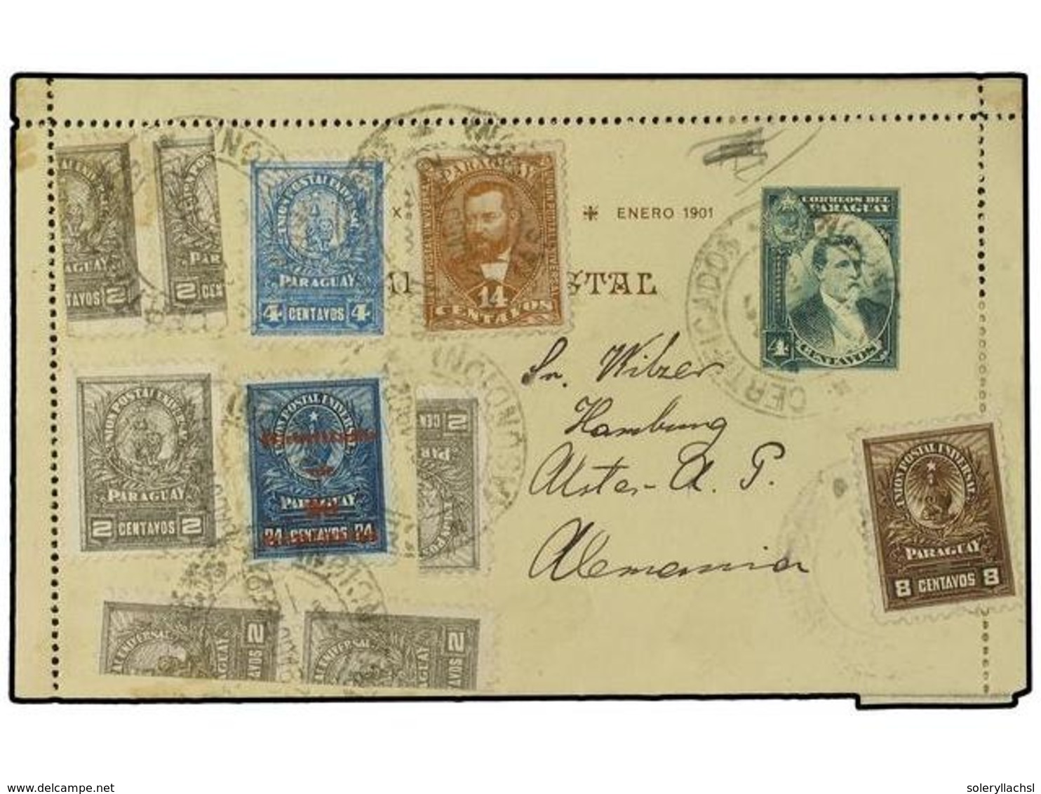 4496 PARAGUAY. 1902 (Aug 29). Registered-AR Philatelic Usage Of <B>40 C.</B> Green Stationery Letter-card With Brown Ill - Other & Unclassified