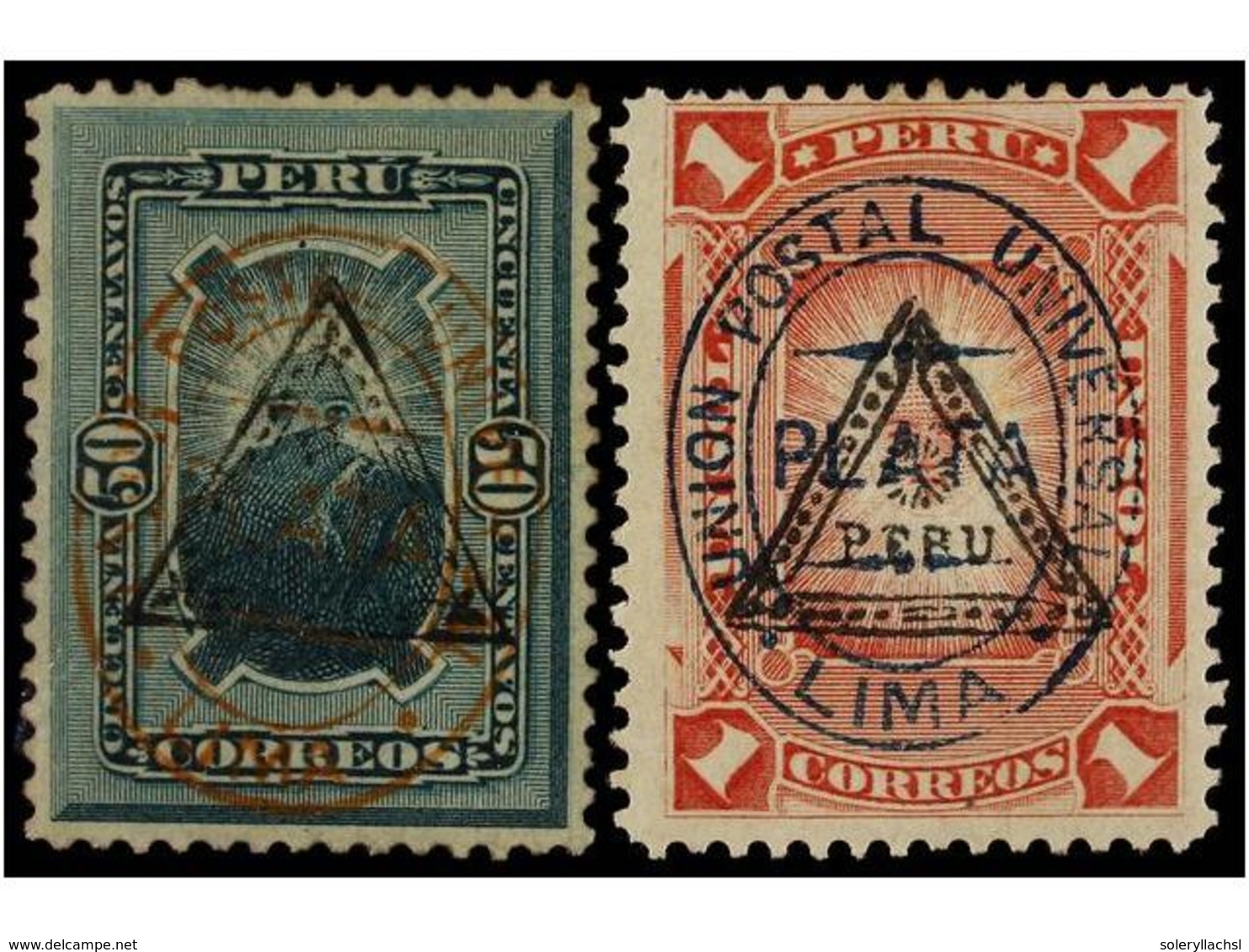 4501 * PERU. Sc.77/78. 1883. <B>50 Cts.</B> Verde Y <B>1 Peso</B> Rojo. Muy Bonitos Ejemplares. Cat. 460?. - Other & Unclassified