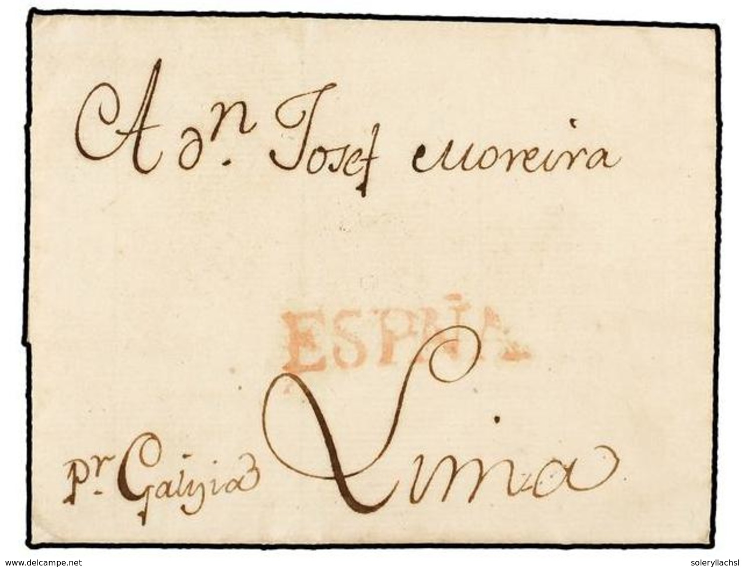 4503 PERU. (1774 CA.). Envuelta Sin Fechar Circulada A LIMA. Manuscrito 'Por Galicia' Y Marca <B>ESPAÑA</B> Estampada En - Sonstige & Ohne Zuordnung