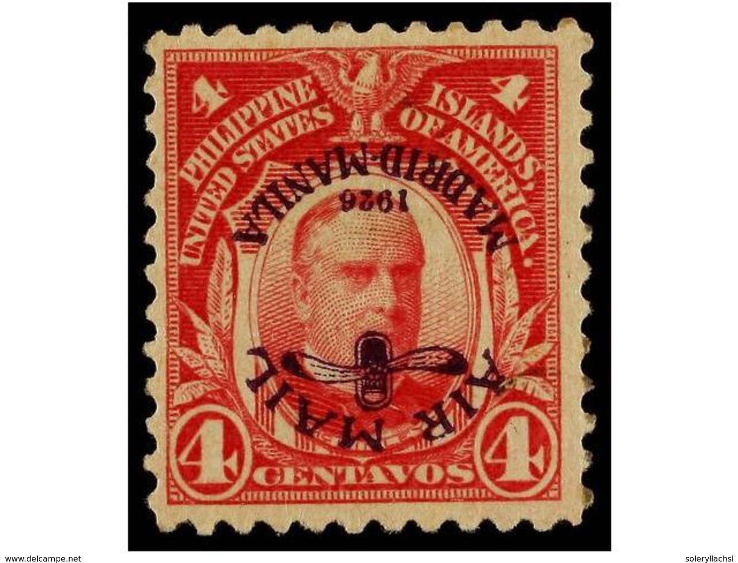 4636 * FILIPINAS: OCUPACION ESTADOS UNIDOS. Sc.C2a. 1926. <B>4 Cts.</B> Carmine <B>INVERTED OVERPRINT.</B> Nice Appearan - Other & Unclassified