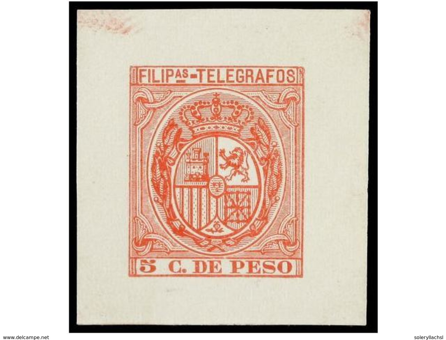 4639 (*) FILIPINAS. Ed.T-27. <B>PRUEBA DE PUNZON</B> Del Sello De <B>5 Cts. De Peso</B> Rosa. MAGNIFICA Y RARISIMA. - Sonstige & Ohne Zuordnung