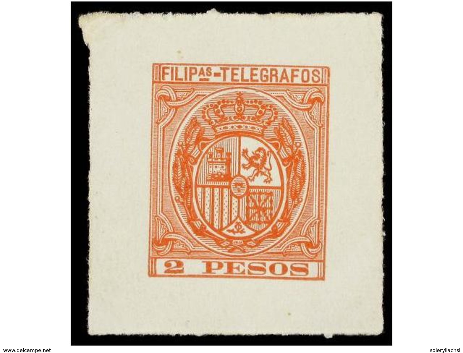 4641 (*) FILIPINAS. Ed.T-67. <B>PRUEBA DE PUNZON</B> Del Sello De <B>2 Pesos</B> Naranja. MAGNIFICA Y MUY RARA. - Sonstige & Ohne Zuordnung