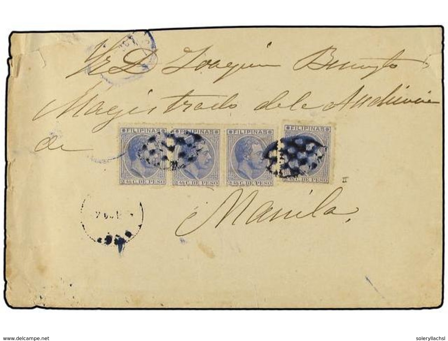 4660 COLONIAS ESPAÑOLAS: FILIPINAS. Ed.59(4). 1884. Sobre Dirigido A MANILA Enviado Desde El Interior Del Archipiélago C - Sonstige & Ohne Zuordnung