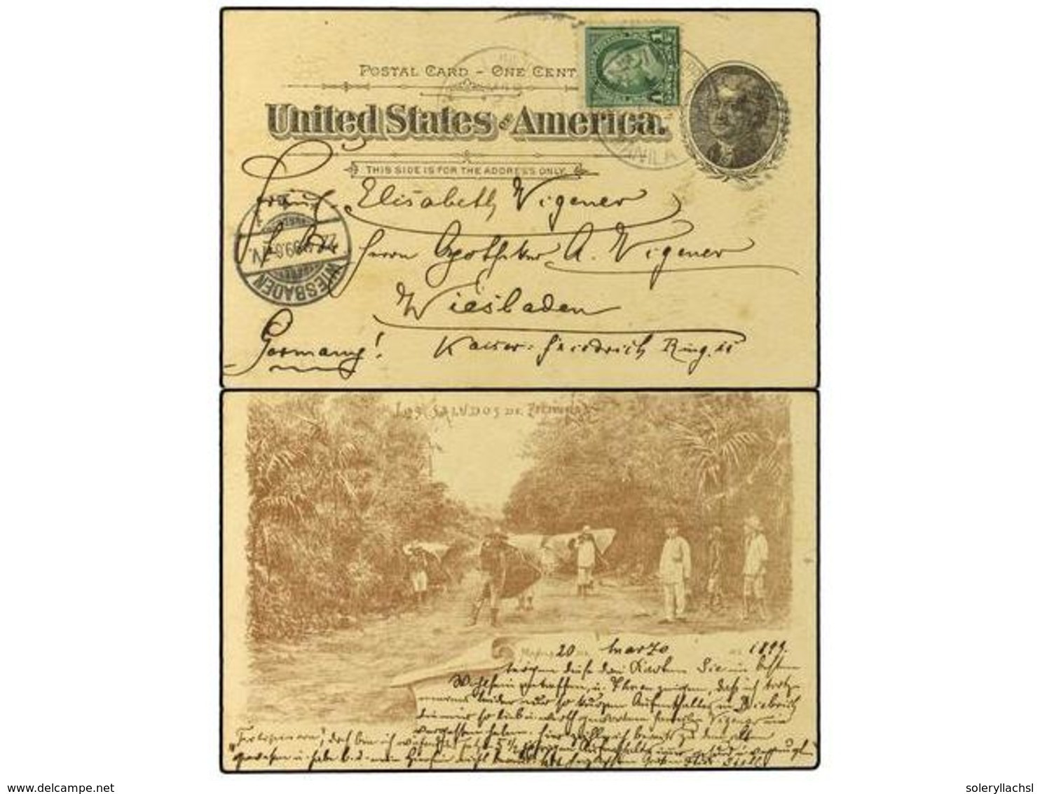 4677 FILIPINAS. 1899 (23 Marzo). MANILA A ALEMANIA. Tarjeta Postal Ilustrada <B>LOS SALUDOS DE FILIPINAS</B> Impresa Sob - Sonstige & Ohne Zuordnung