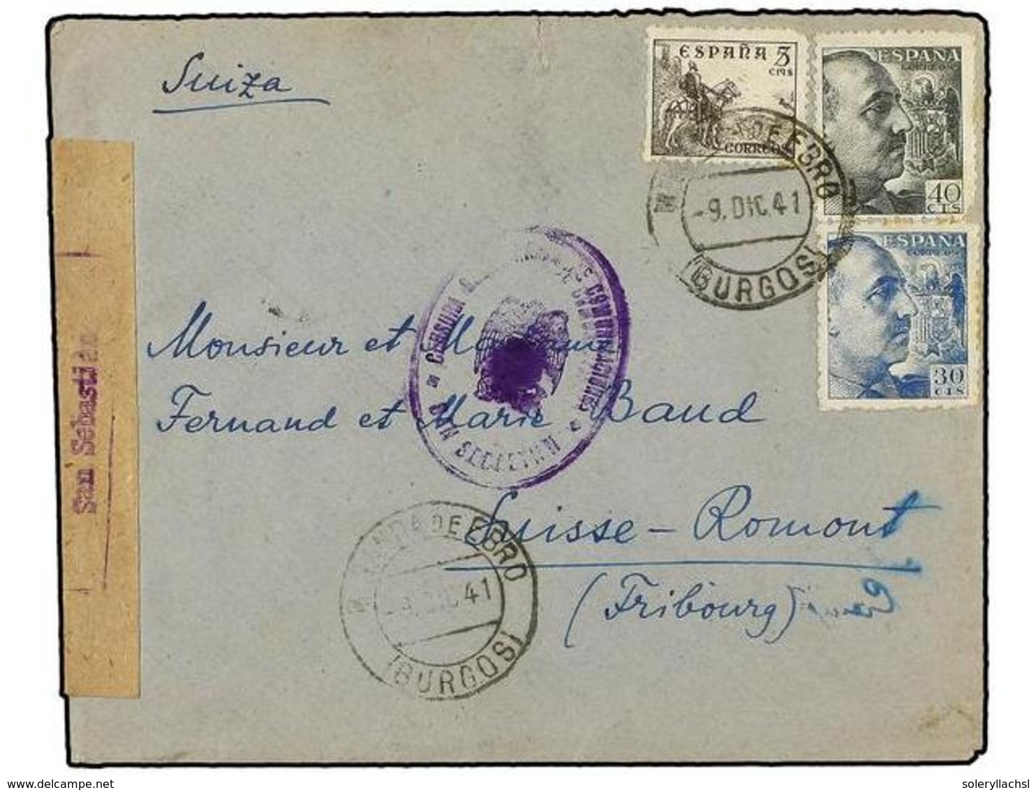 4695 POLONIA. 1941 (Dec. 9). <B>SPANISH CIVIL WAR INTERNATIONAL BRIGADAS. </B>Envelope Sent From Roman Oswald, A Poland  - Other & Unclassified