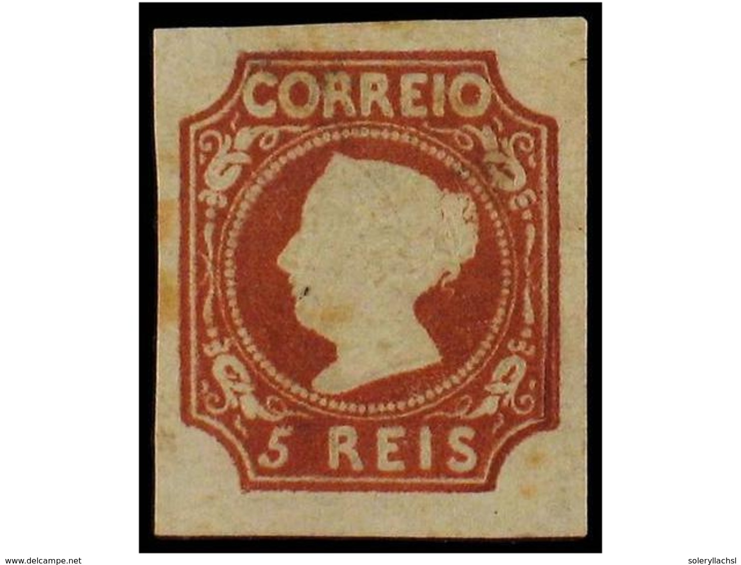 4697 * PORTUGAL. Af.1. 1853. <B>5 Reis</B> Castaño. Magnífico Ejemplar, Goma Ligeramente Tonalizada. Muy Raro En Nuevo.  - Other & Unclassified