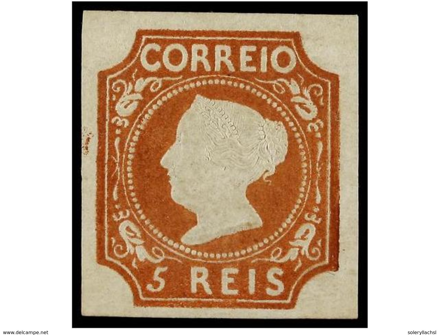 4698 (*) PORTUGAL. Af.1. 1853. <B>5 Reis</B> Castaño Rojo, Tipo I. Color Fresco, Excelente Relieve. MUY BONITO EJEMPLAR. - Other & Unclassified