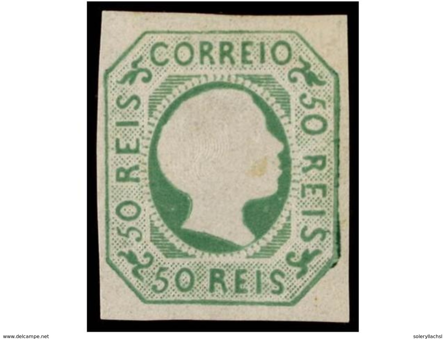 4705 (*) PORTUGAL. Af.8. 1855. <B>50 Reis</B> Verde. MAGNÍFICO EJEMPLAR. Cert. INEXFIP. Cat. 795?. - Other & Unclassified