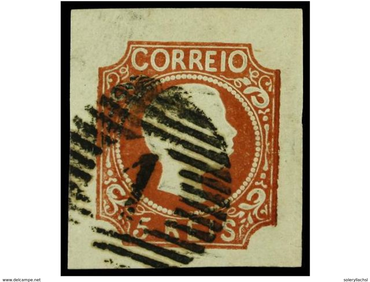 4712 ° PORTUGAL. Af.10. 1856-58. <B>5 Reis</B> Castaño Rojo. Márgenes Enormes. LUJO. Afinsa.+150?. - Other & Unclassified