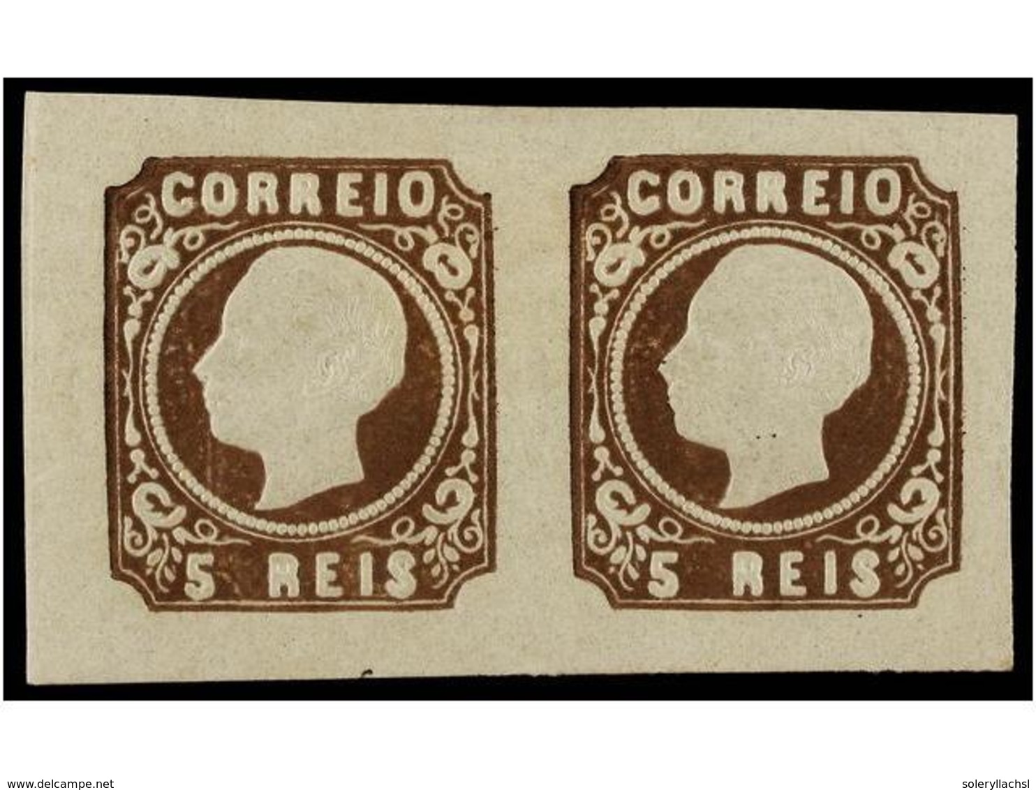 4717 * PORTUGAL. Af.14 (2). 1862. <B>5 Reis</B> Castaño, Tipo III. Pareja Horizontal, Excelente Frescor Y Relieve. PIEZA - Sonstige & Ohne Zuordnung