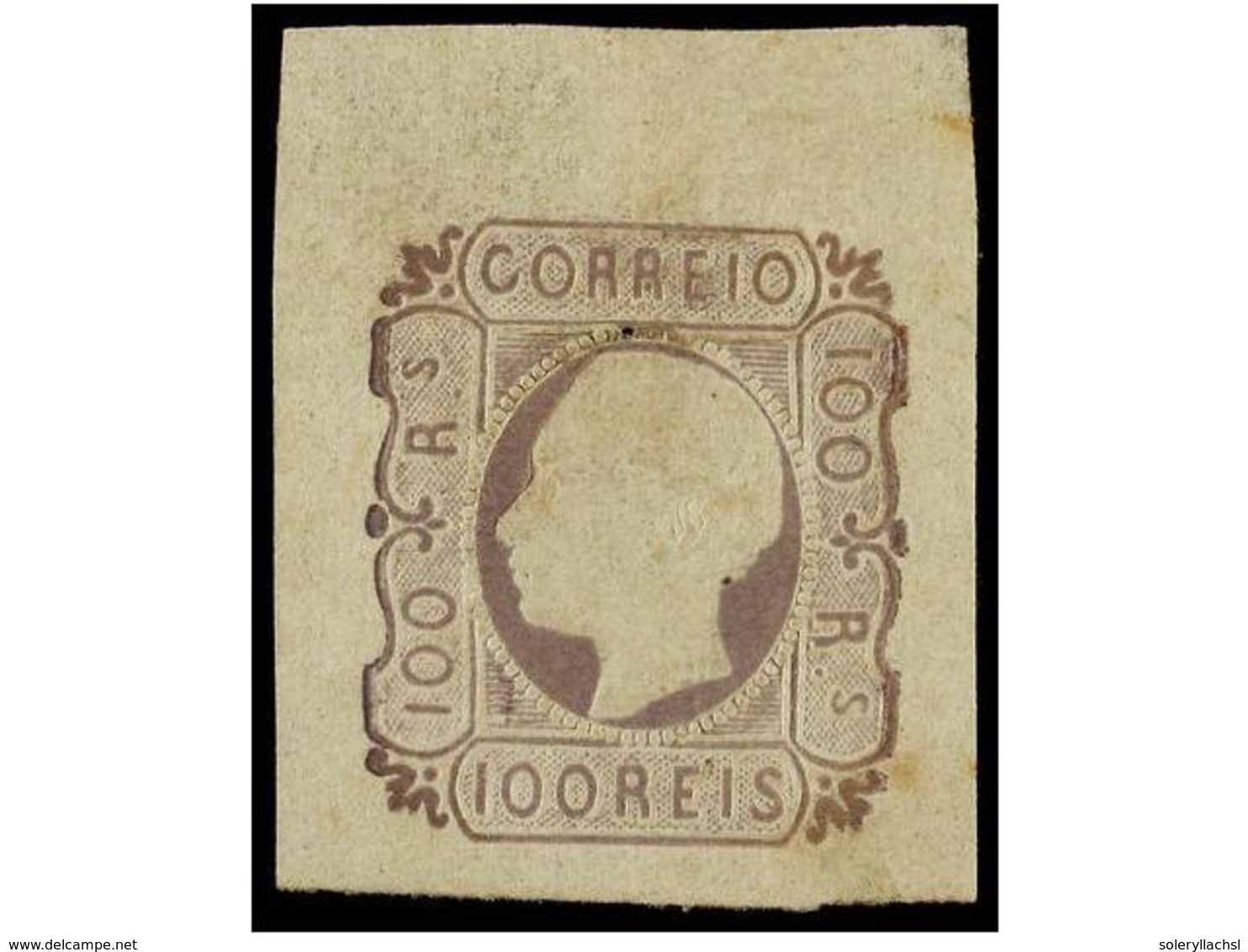 4720 * PORTUGAL. Af.18. 1862. <B>100 Reis</B> Lila, Márgenes Excepcionales, Falta Una De Las Perlas Del Círculo Oval. Ce - Sonstige & Ohne Zuordnung