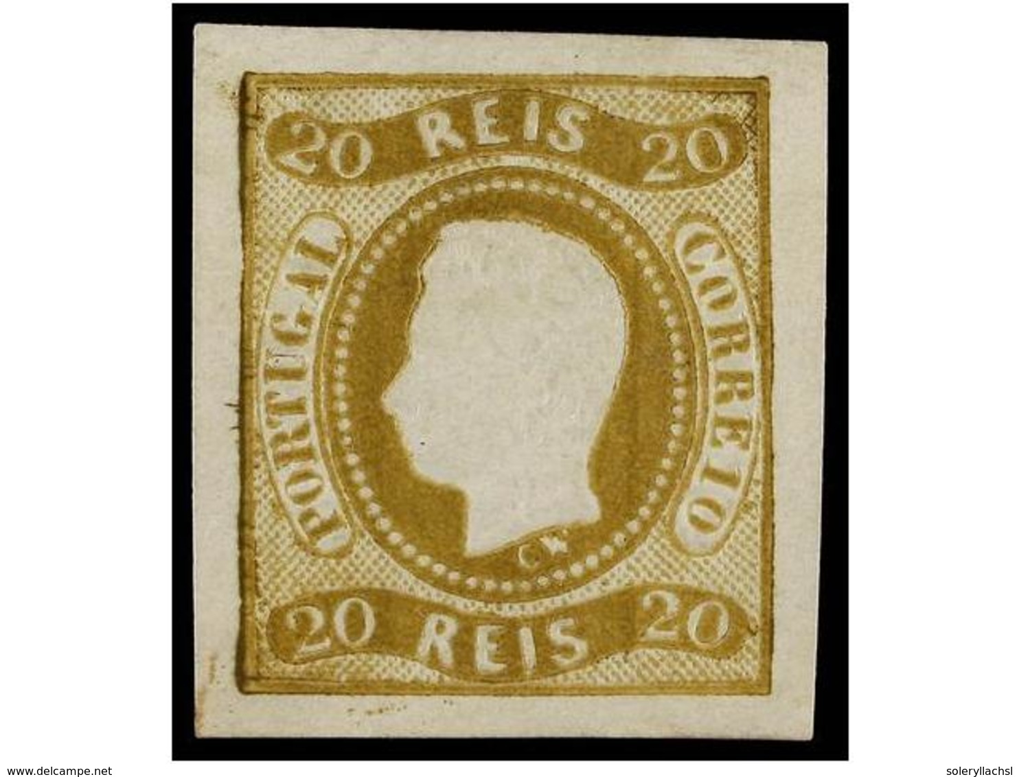 4732 (*) PORTUGAL. Af.21. 1866. <B>20 Reis</B> Oliva Sin Goma. MAGNÍFICO EJEMPLAR. Cert. INEXFIP. Cat. 300?. - Other & Unclassified