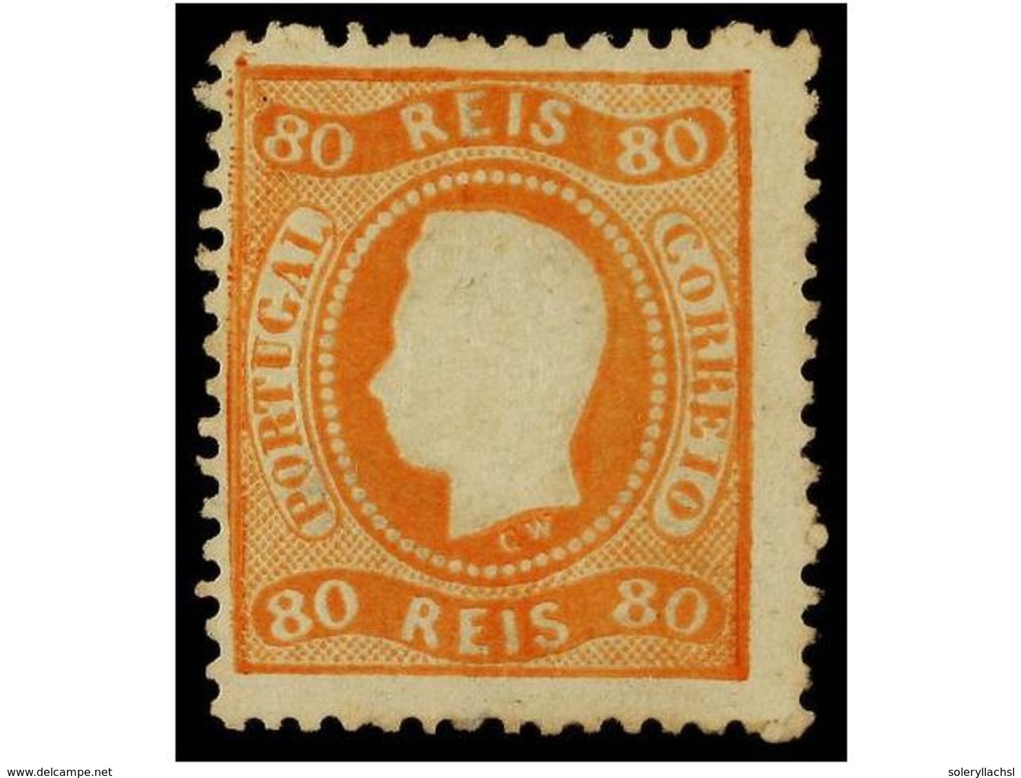 4740 * PORTUGAL. Af.32. 1867. <B>80 Reis</B> Naranja. Color Fresco, Regular Centraje. Cert. A.C.D.P. Afinsa.561?. - Sonstige & Ohne Zuordnung