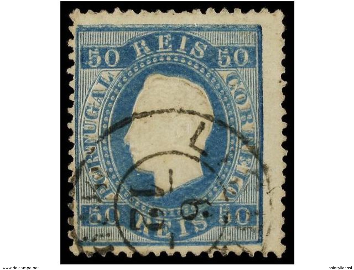 4753 ° PORTUGAL. Af.50. 1879. <B>50 Reis</B> Azul, Dent. 13 1/2<B> DOBLE IMPRESIÓN. </B>No Reseñado. - Other & Unclassified