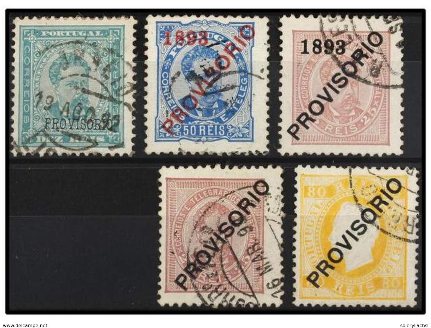 4755 ° PORTUGAL. Af.81, 86, 88, 92, 93. 1893. <B>PROVISORIO. </B>5 Sellos En Usado. Afinsa.505?. - Sonstige & Ohne Zuordnung