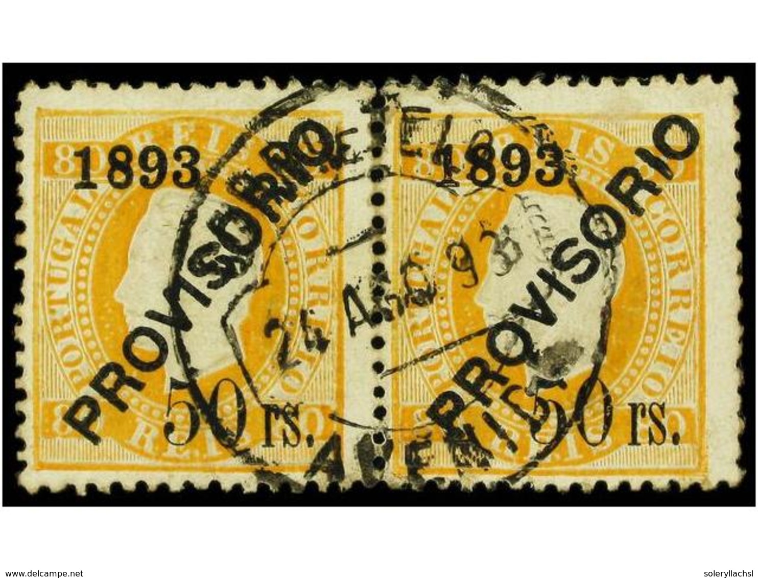 4756 ° PORTUGAL. Af.96. 1892-93. <B>50 Reis S. 80 Reis</B> Naranja, Pareja. Mat. Fechador De <B>AVENIDA</B>. Muy Bonito. - Other & Unclassified