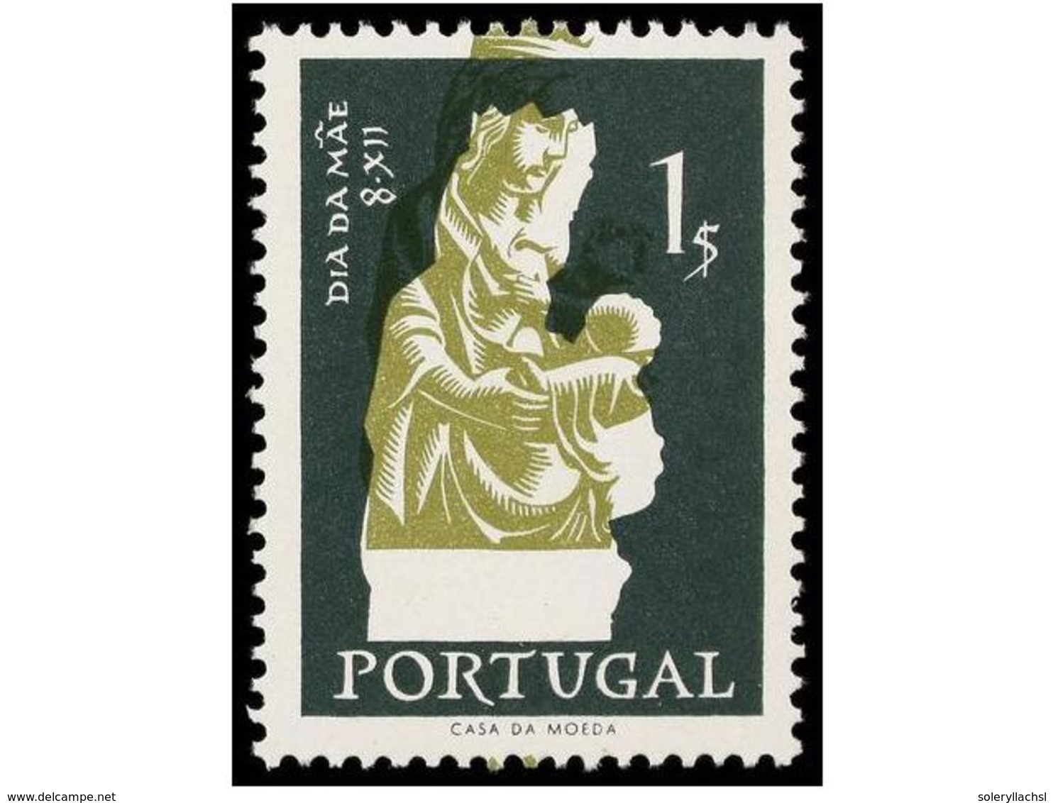 4768 ** PORTUGAL. Af.825. 1956. <B>1 Esc.</B> Verde Y Verde Claro. Color Verde Claro Muy Desplazado. RARO. <BR> - Other & Unclassified